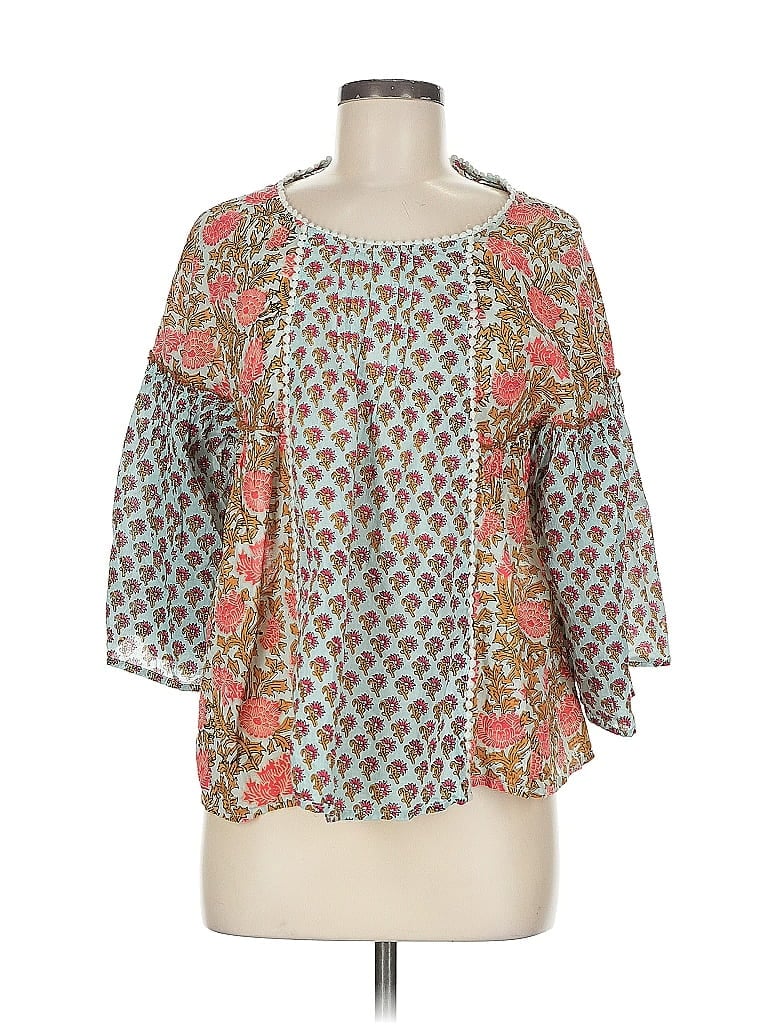 Pre-owned Rachel Zoe 3/4 Sleeve Blouse In Blue