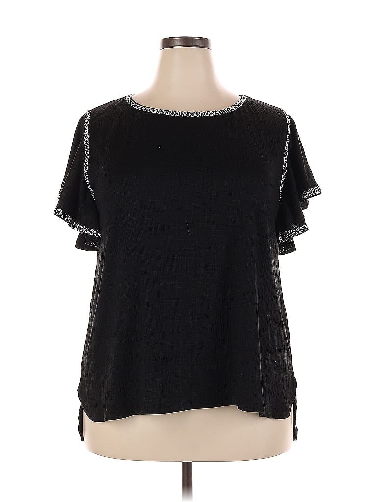 Max Studio Black Short Sleeve Top Size 2X - photo 1