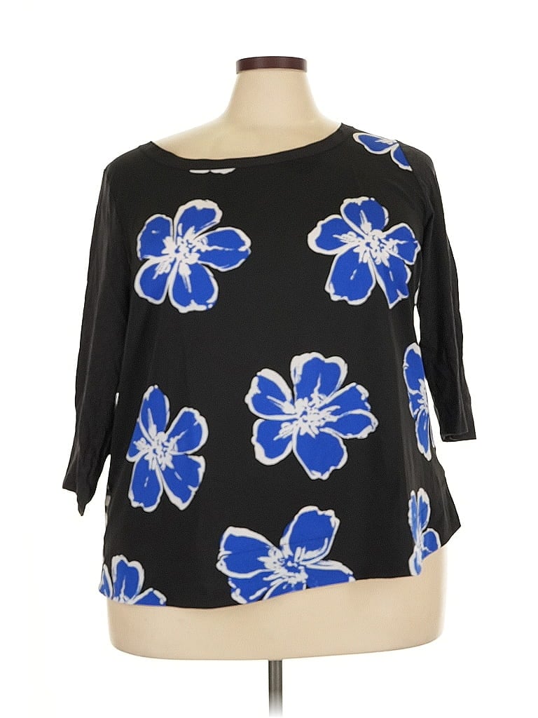 Pre-owned Lane Bryant 3/4 Sleeve Blouse In Black