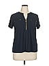 Anne Klein Blue Short Sleeve Blouse Size XL - photo 1