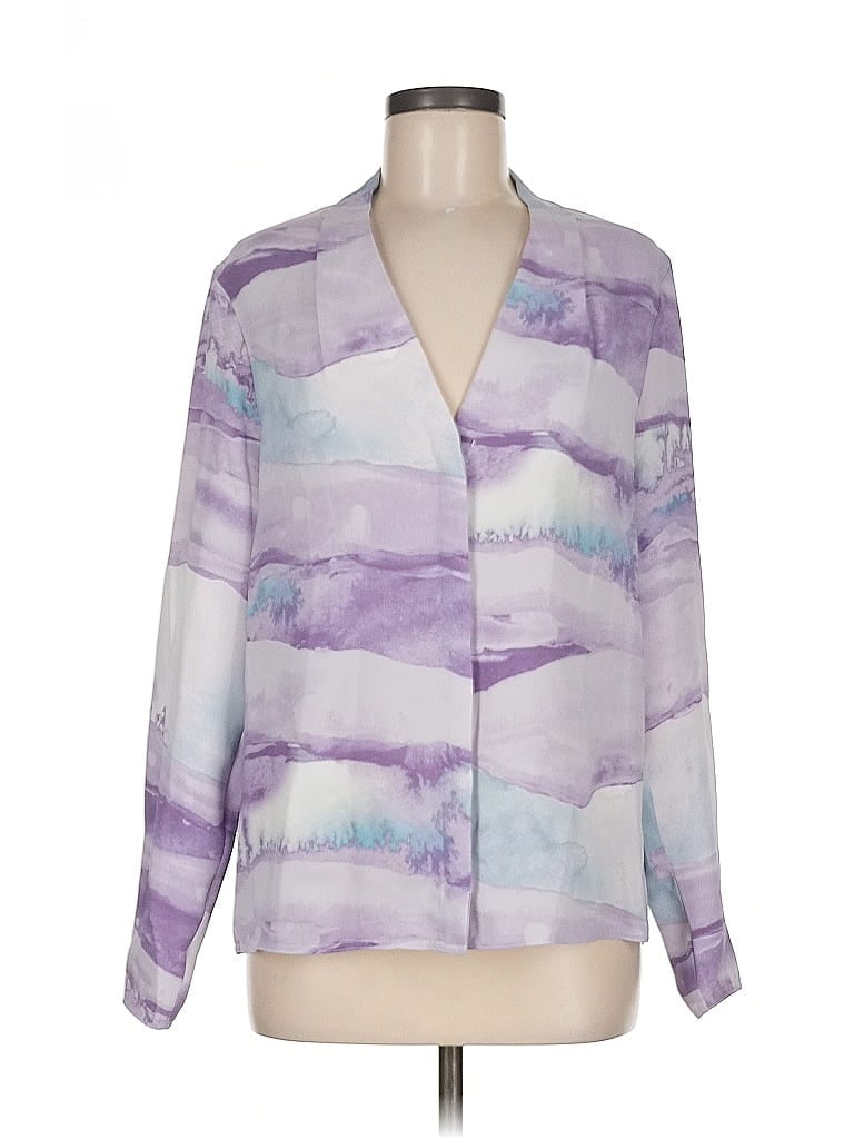 Pre-owned Babaton Long Sleeve Blouse In Purple