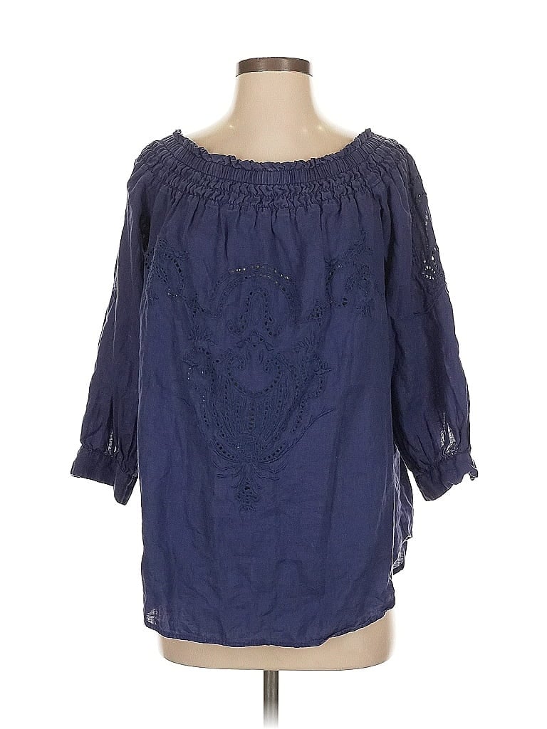 Pre-owned Polo By Ralph Lauren 3/4 Sleeve Blouse In Blue