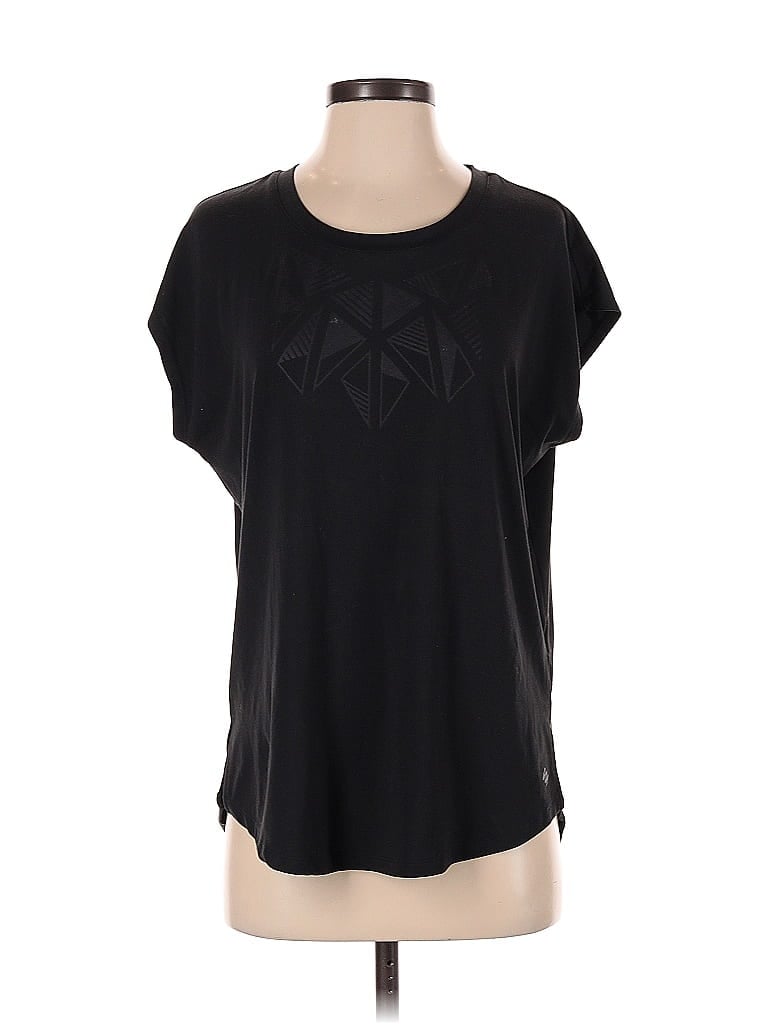 Click to view more detailed imagery on our partner's website Pre-owned Nicole Miller Short Sleeve Top Black Keyhole Neckline Tops
