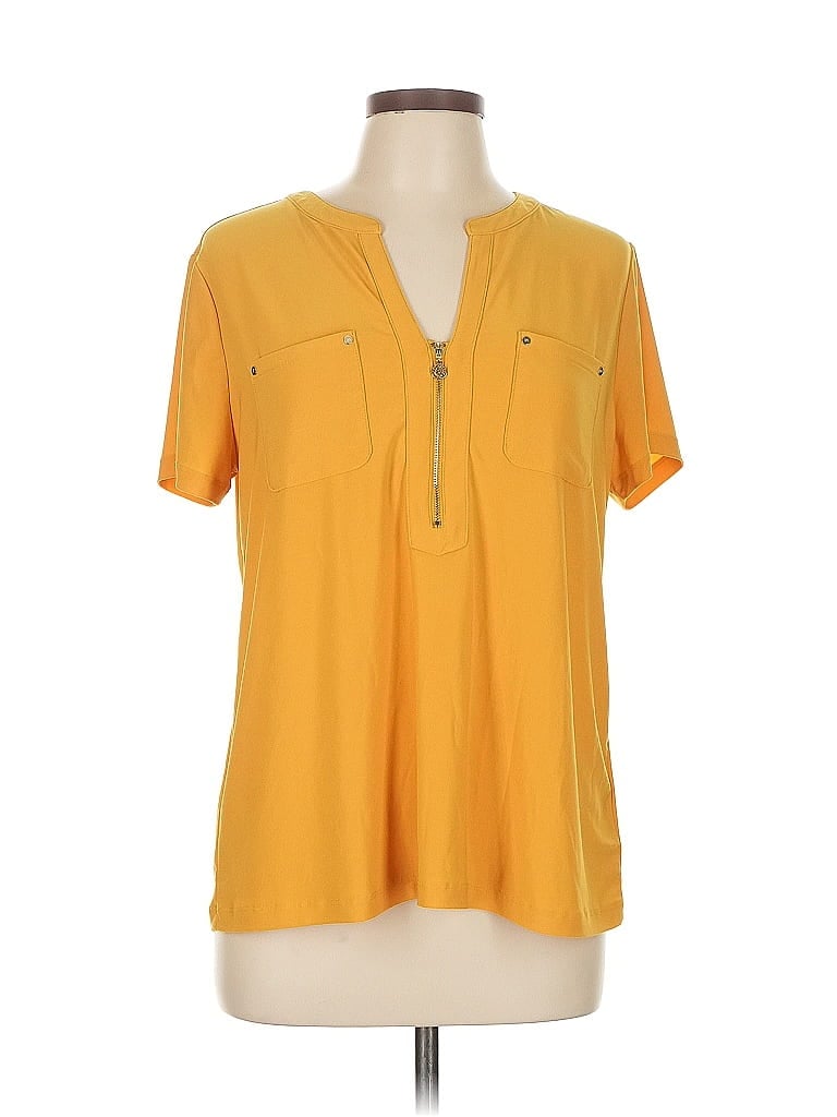 Anne Klein Yellow Short Sleeve Top Size L - photo 1