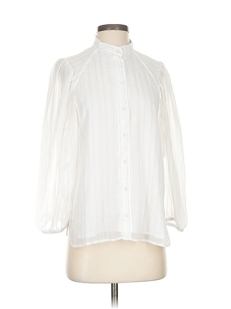 Pre-owned Mng 3/4 Sleeve Blouse In White