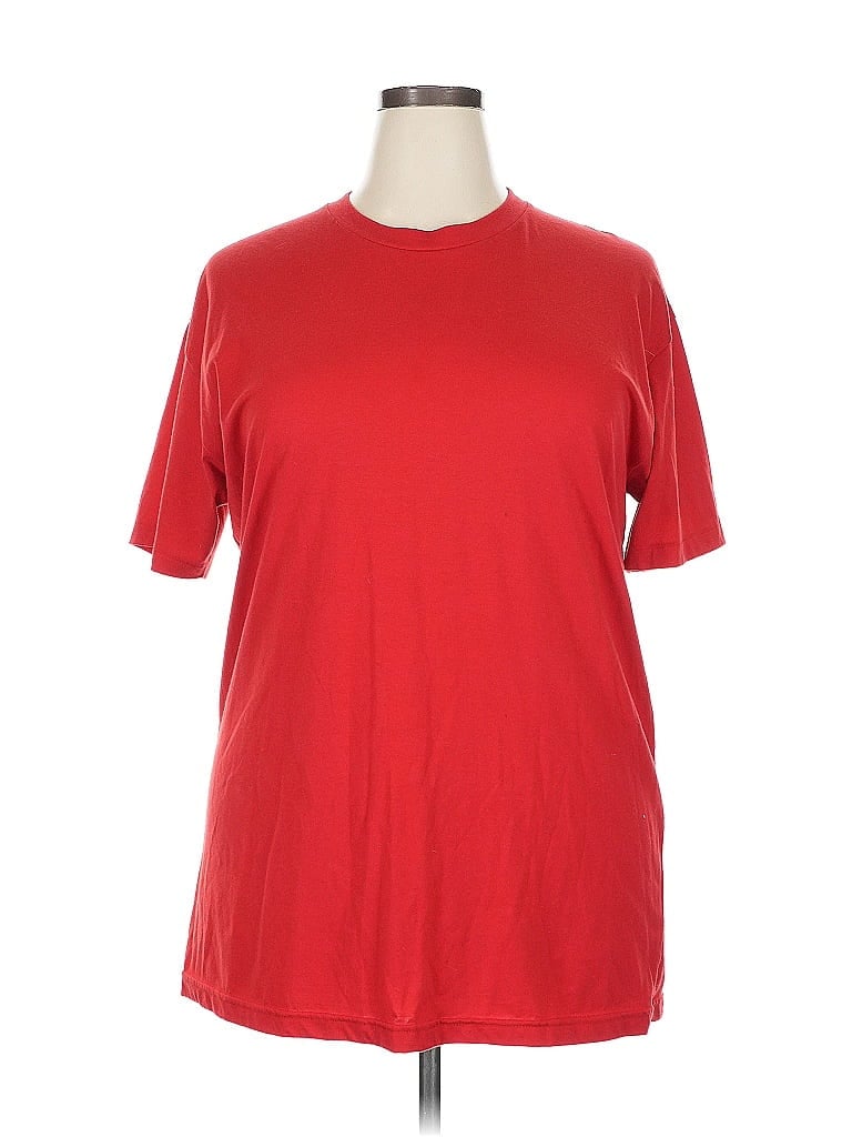 AMERICAN APPAREL Pre-owned Short Sleeve Top Red Crew Neck Tops