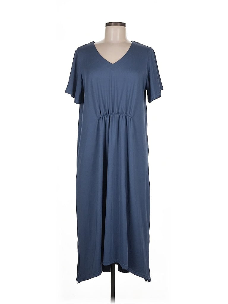 Cuddl Duds Solid Blue Casual Dress Size M - photo 1