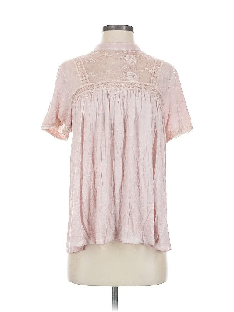 Pol Pink Short Sleeve Blouse Size S - photo 1