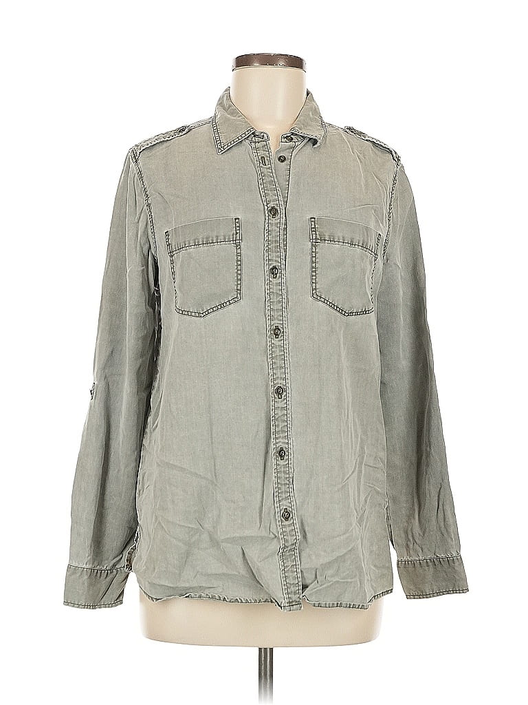 Pre-owned Express Long Sleeve Button Down Shirt In Gray