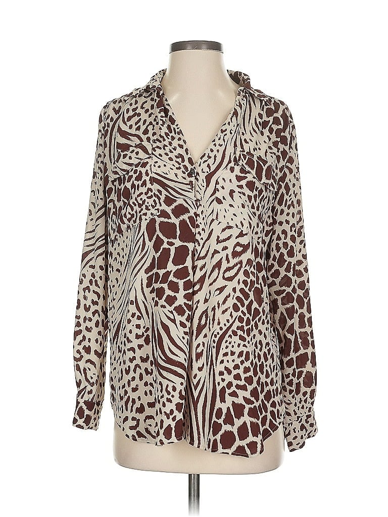 Pre-owned Ann Taylor Long Sleeve Polo Shirt In Brown