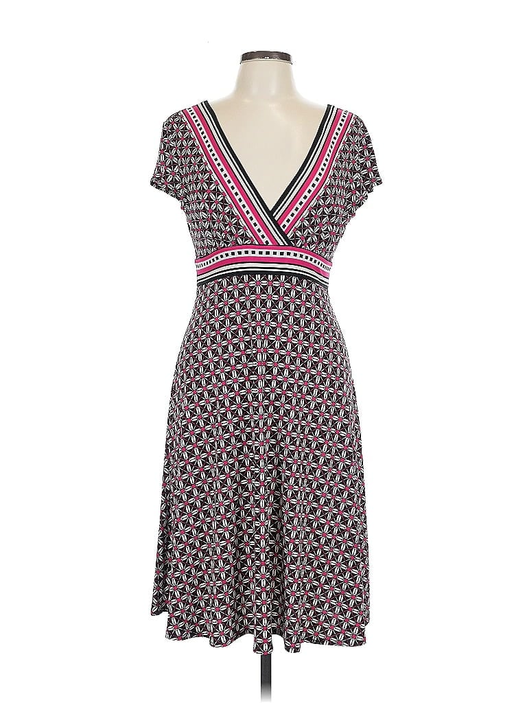 Maggy London Print Pink Casual Dress Size 10 - photo 1