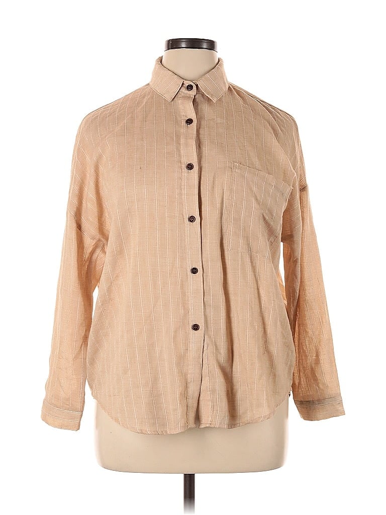 Pre-owned Polly Long Sleeve Button Down Shirt In Brown