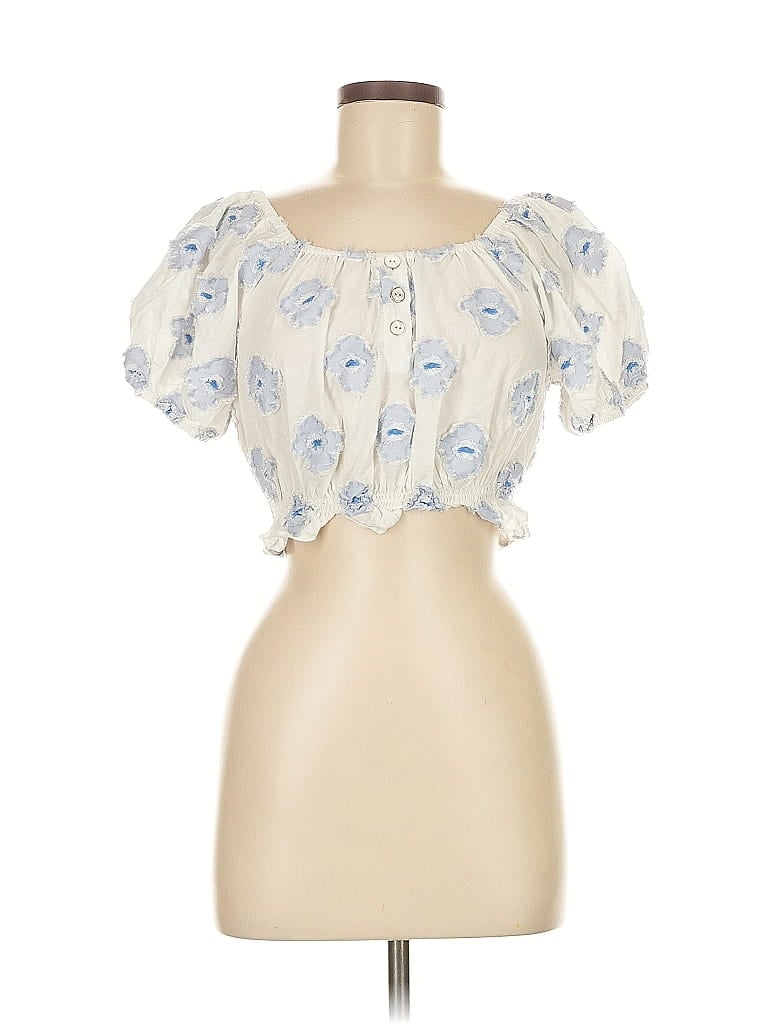 Pre-owned Caroline Constas Short Sleeve Blouse In White