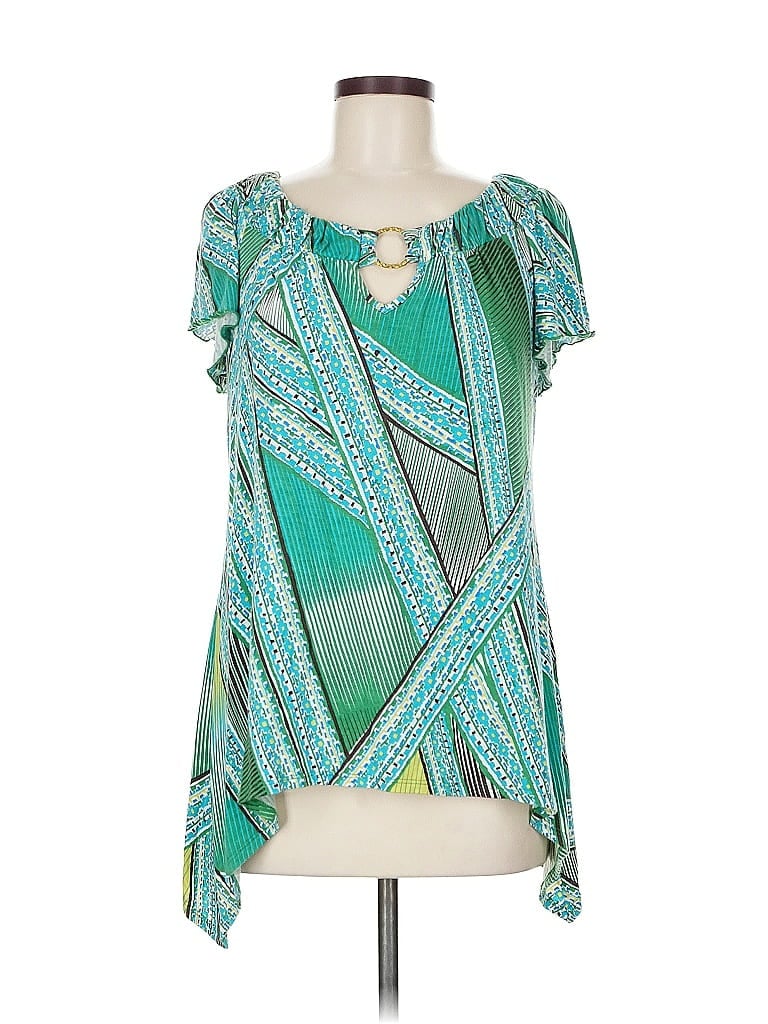 AB Studio Teal Short Sleeve Blouse Size M - photo 1