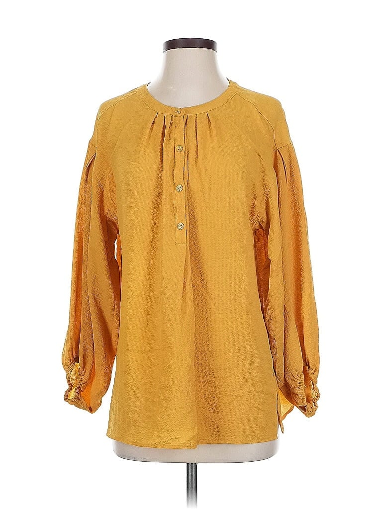 Pre-owned Max Studio Long Sleeve Blouse In Yellow