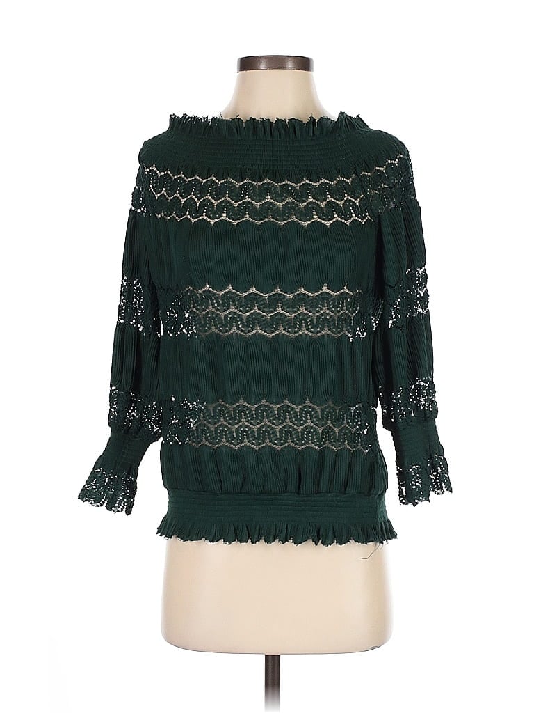 Deletta 100% Polyester Green 3/4 Sleeve Blouse Size S - photo 1