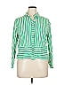 Jane and Delancey 100% Rayon Stripes Green Long Sleeve Blouse Size XL - photo 1