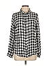 Mi ami 100% Rayon Checkered-gingham Black Long Sleeve Button-Down Shirt Size L - photo 1