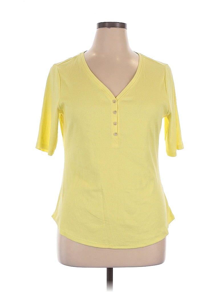 Pre-owned Sonoma Goods For Life Short Sleeve Henley Shirt In Yellow