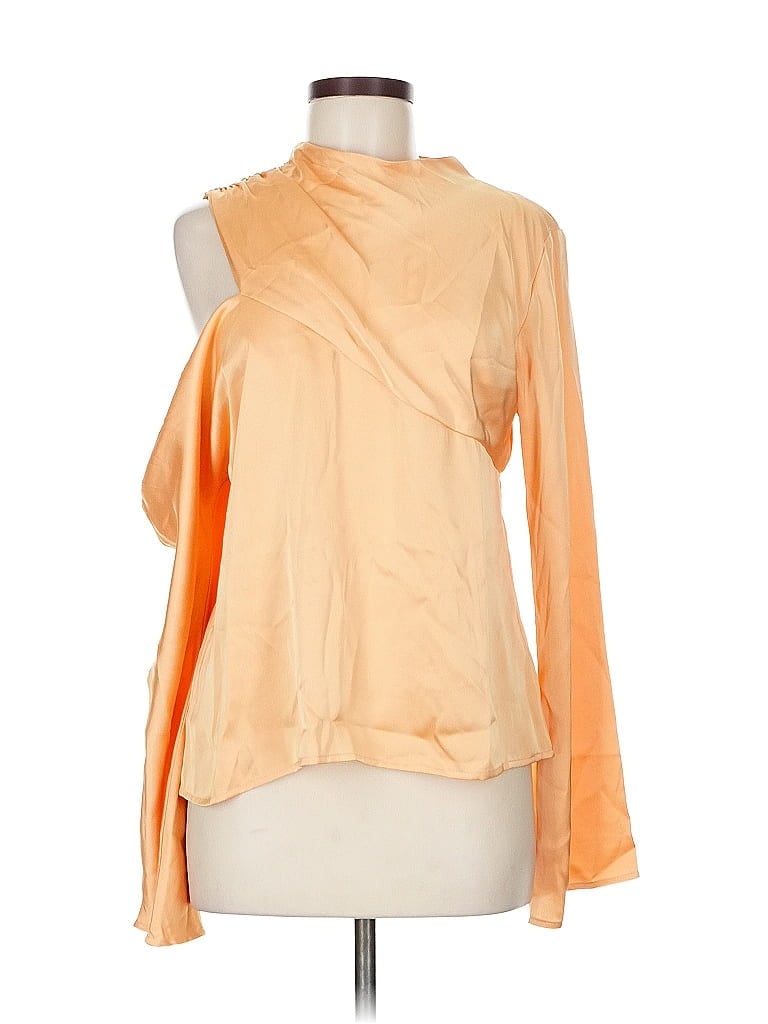 Pre-owned Pretty Lavish Long Sleeve Blouse In Orange