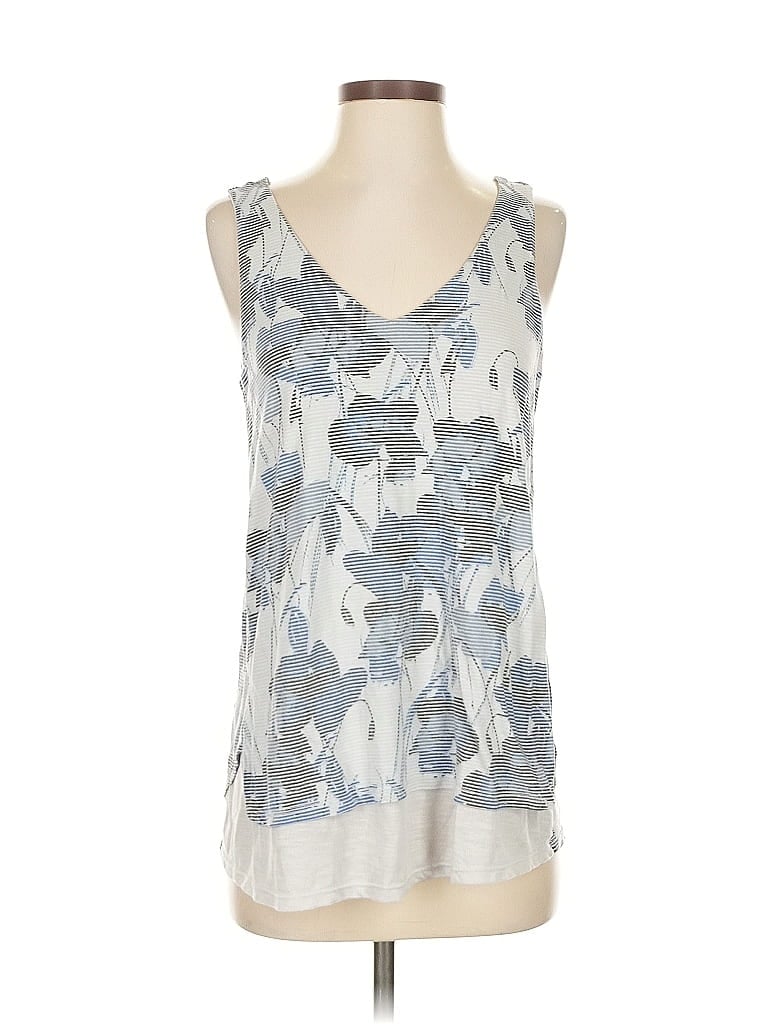 Click to view more detailed imagery on our partner's website Pre-owned Prairie Cotton Tank Top Silver Plunge Neckline Tops