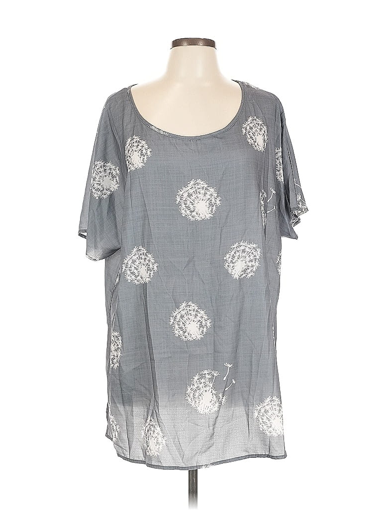 Pre-owned Emery Rose Short Sleeve Blouse In Gray