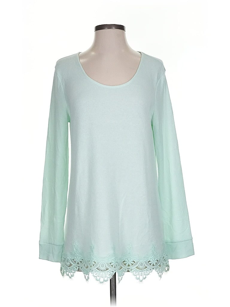 Pre-owned Soft Surroundings Long Sleeve Top Green Scoop Neck Tops