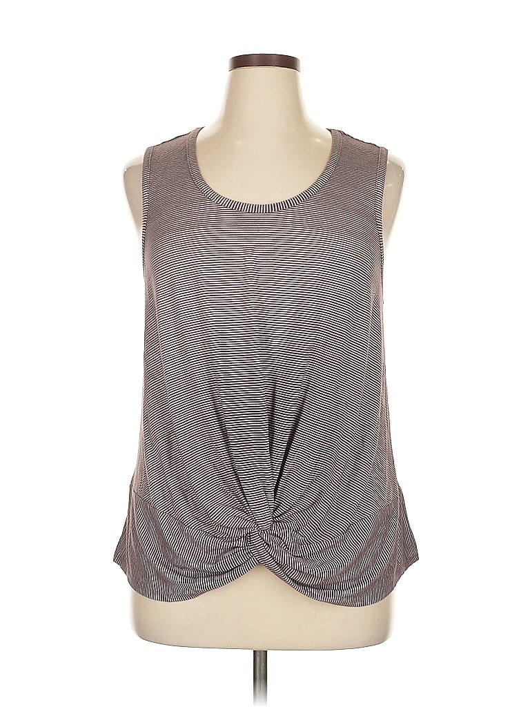 ModCloth Stripes Gray Sleeveless T-Shirt Size 1X - photo 1