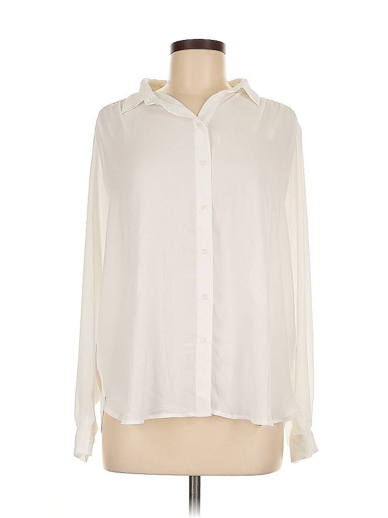 Pre-owned H&m Long Sleeve Blouse In White