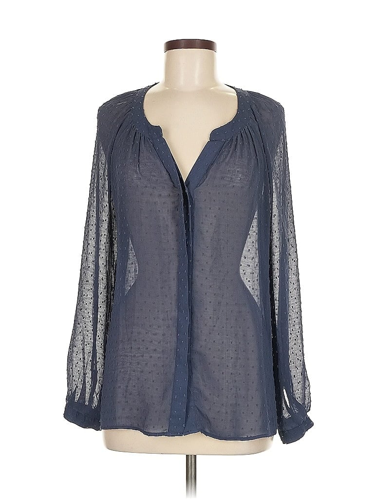 Pre-owned Dr2 Long Sleeve Blouse In Blue