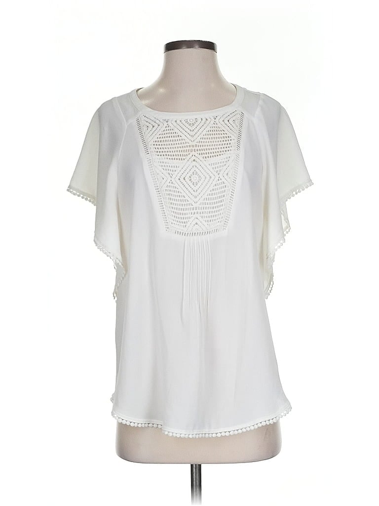 Pre-owned Meadow Rue Short Sleeve Blouse In White