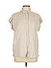 Lord & Taylor Tan Sleeveless Button-Down Shirt Size L - photo 1