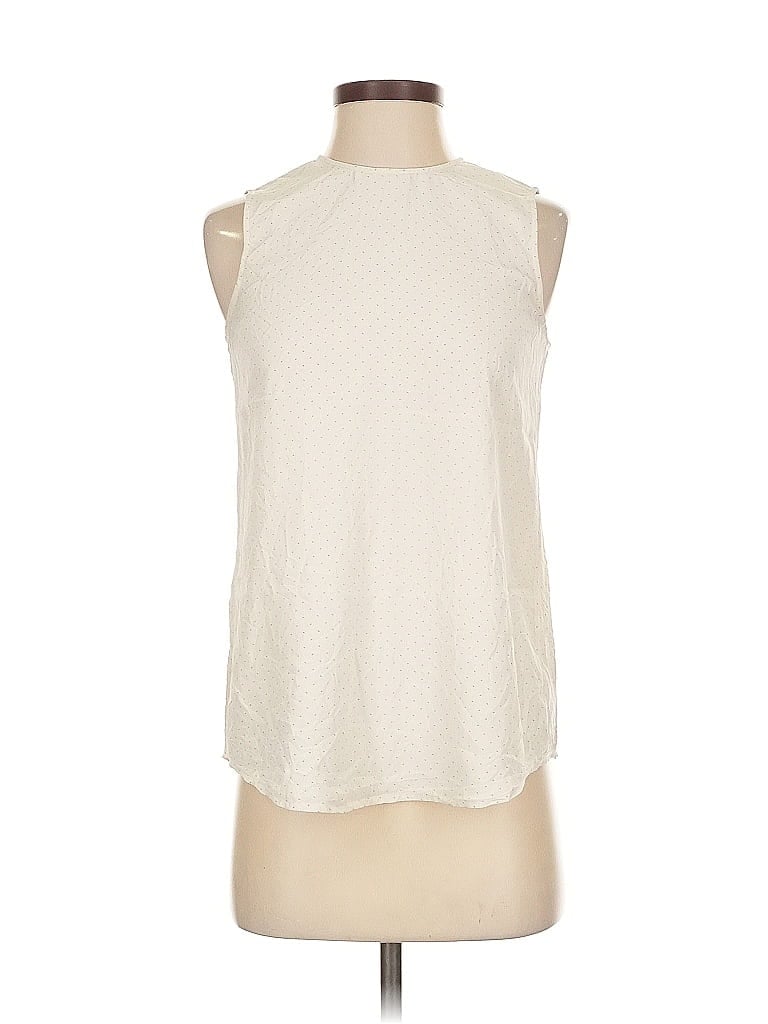 Pre-owned Theory Sleeveless Silk Top Ivory Halter Neckline Tops In White