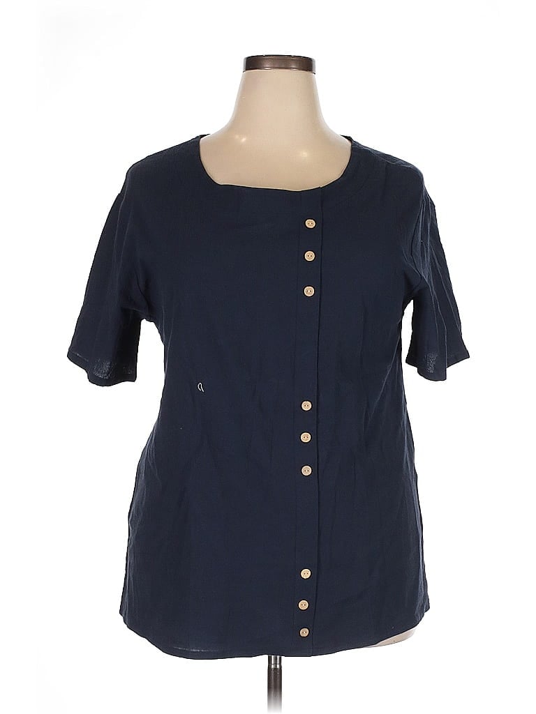 Pre-owned Unbranded Short Sleeve Blouse In Blue