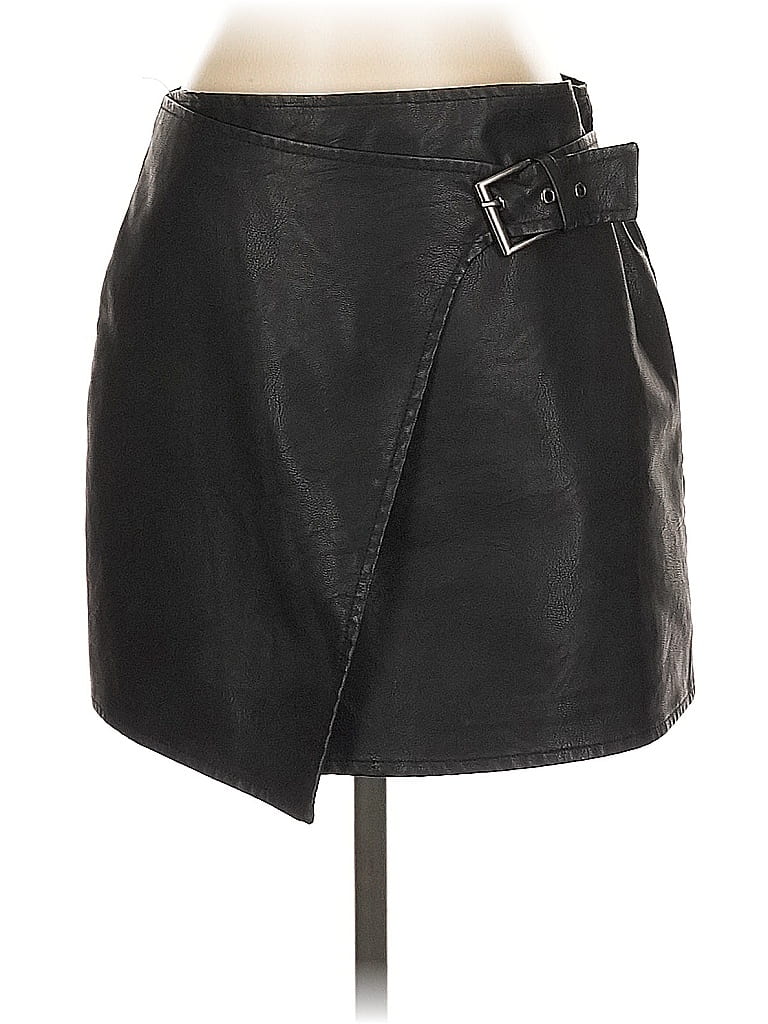 Pre-owned Jack By Bb Dakota Faux Leather Skirt In Black