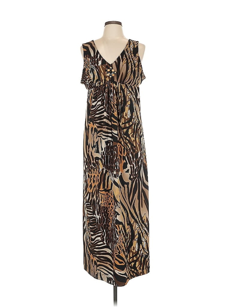Ruby Rd. 100% Polyester Animal Print Brown Casual Dress Size L - photo 1