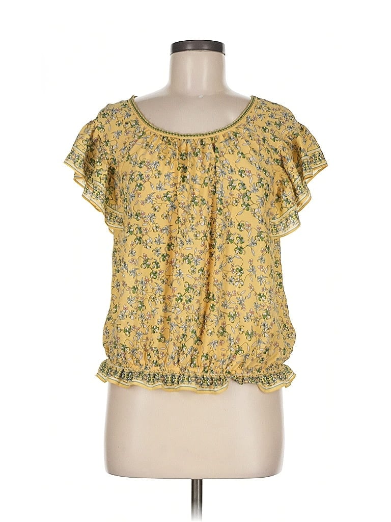 Pre-owned Max Studio Short Sleeve Blouse In Yellow