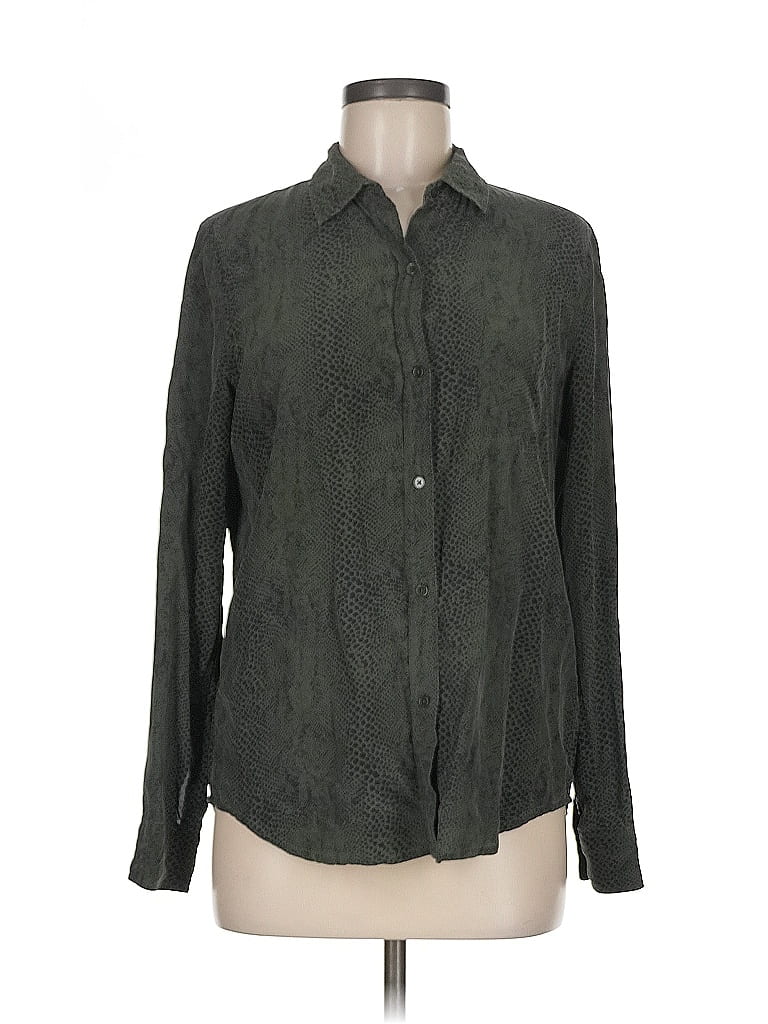 Rails 100% Silk Green Long Sleeve Silk Top Size M - photo 1