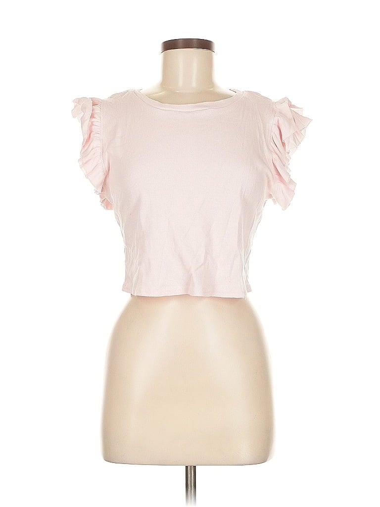 Click to view more detailed imagery on our partner's website Pre-owned Cotton Emporium Short Sleeve Top Pink Ruffles Neckline Tops