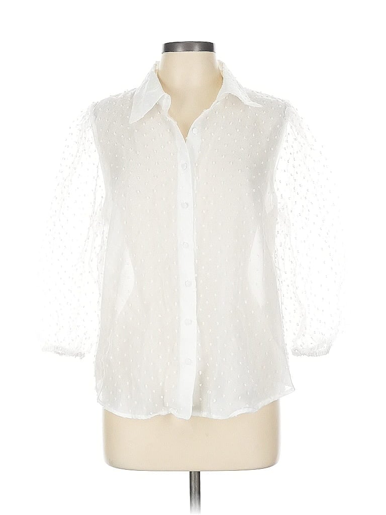 Pre-owned Marc New York Andrew Marc 3/4 Sleeve Button Down Shirt In White