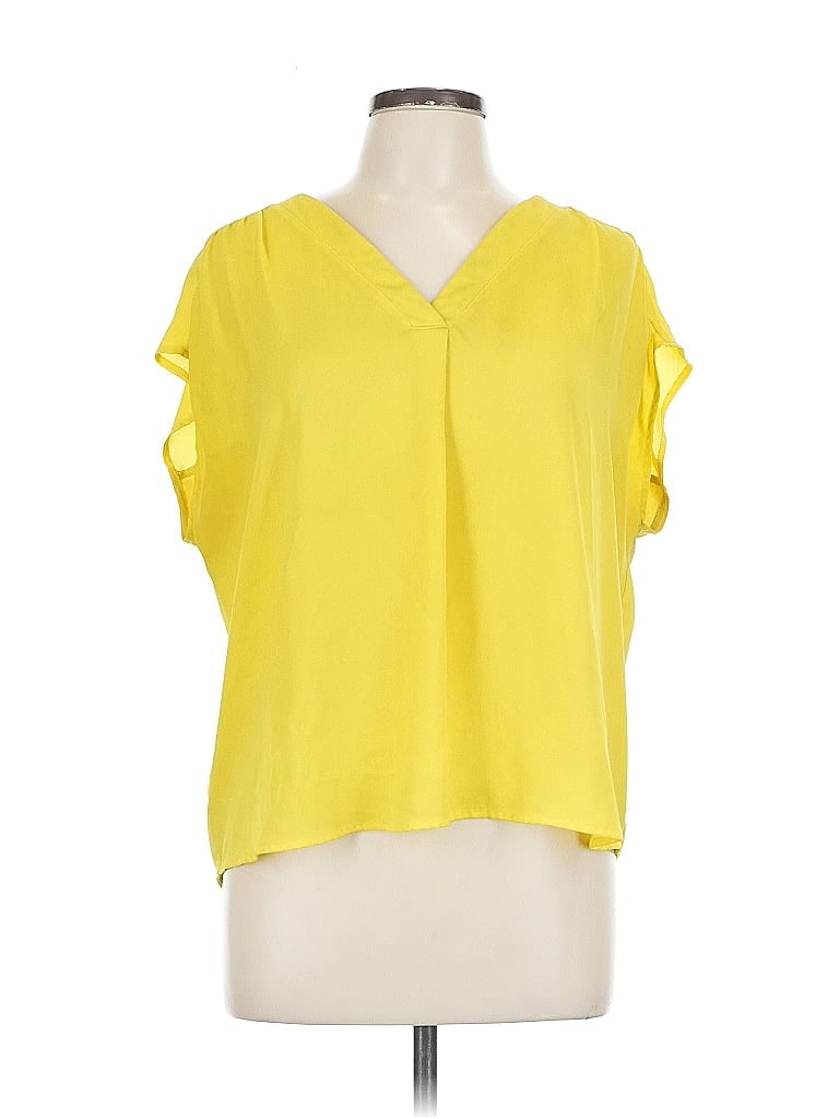 Pre-owned Ann Taylor Factory Short Sleeve Blouse In Yellow