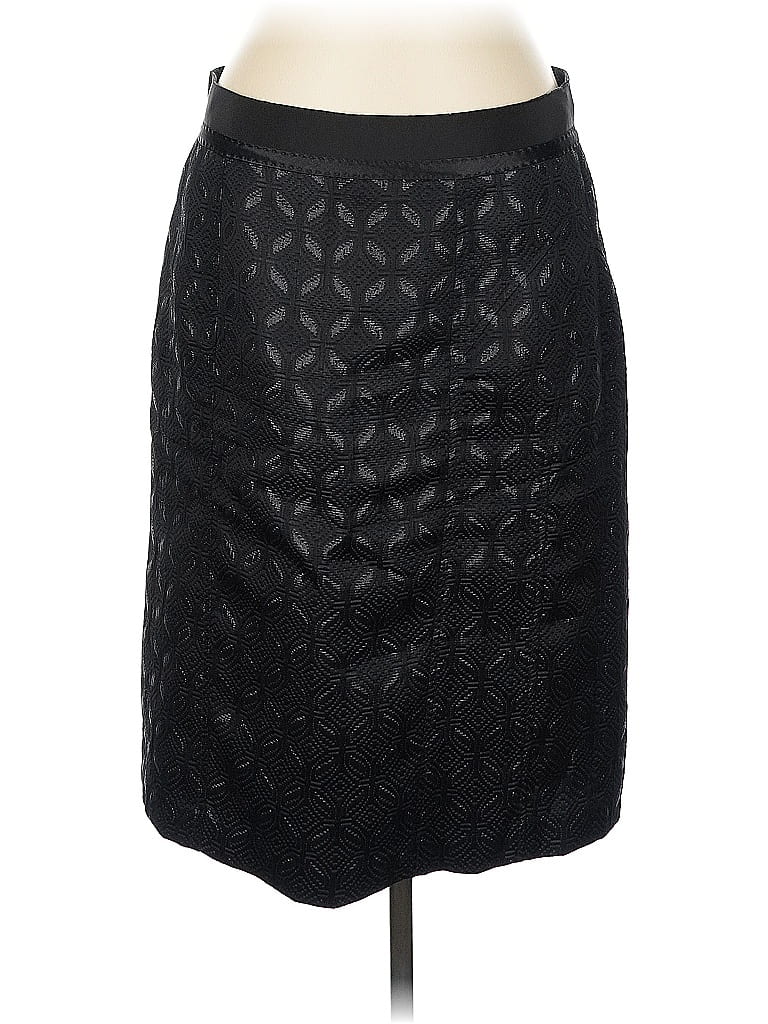 Pre-owned Ann Taylor Faux Leather Skirt In Black