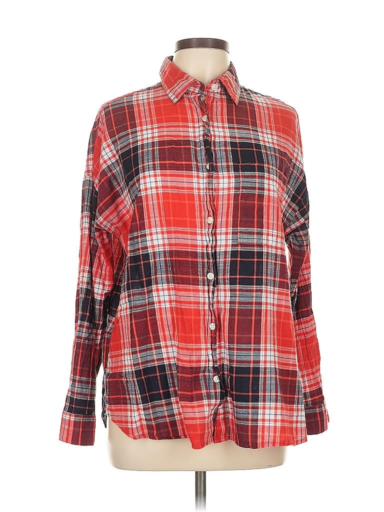 Pre-owned Old Navy Long Sleeve Button Down Shirt In Red