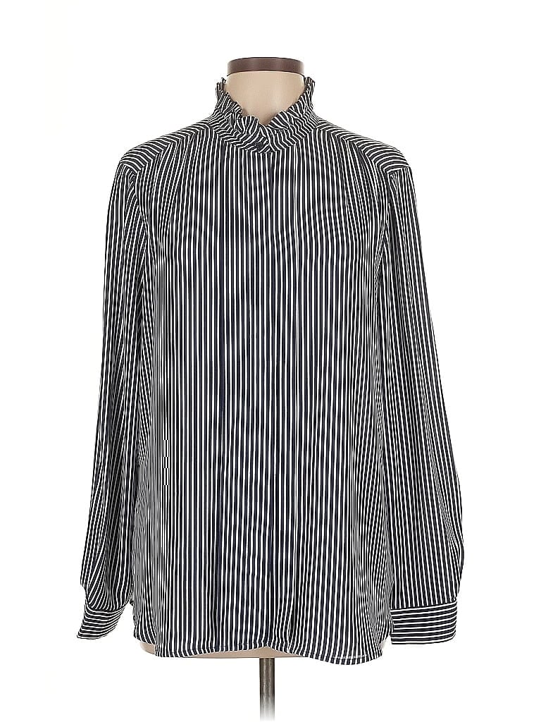 Pre-owned Ann Taylor Long Sleeve Blouse In Silver