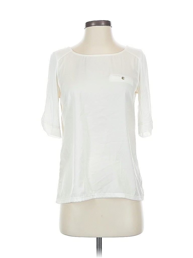 Pre-owned The Limited Short Sleeve Top Ivory Sweetheart Neckline Tops In White