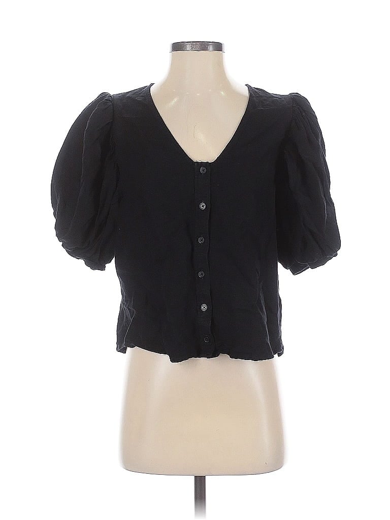Pre-owned Express Short Sleeve Blouse In Black