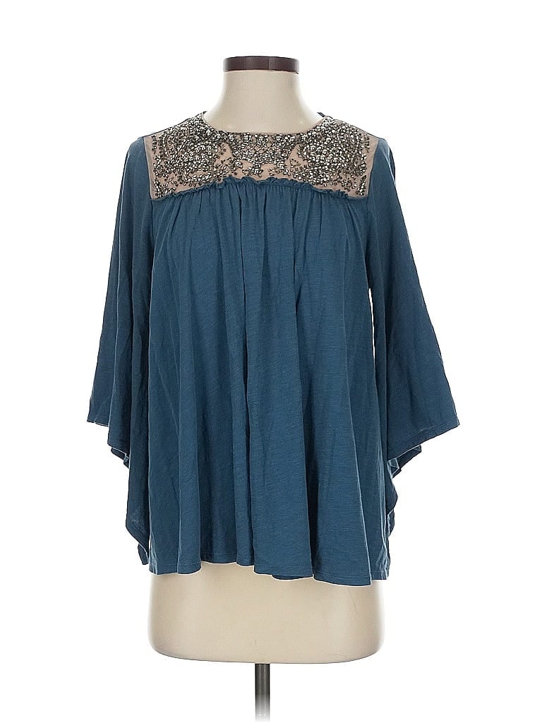 Pre-owned Deletta 3/4 Sleeve Blouse In Blue