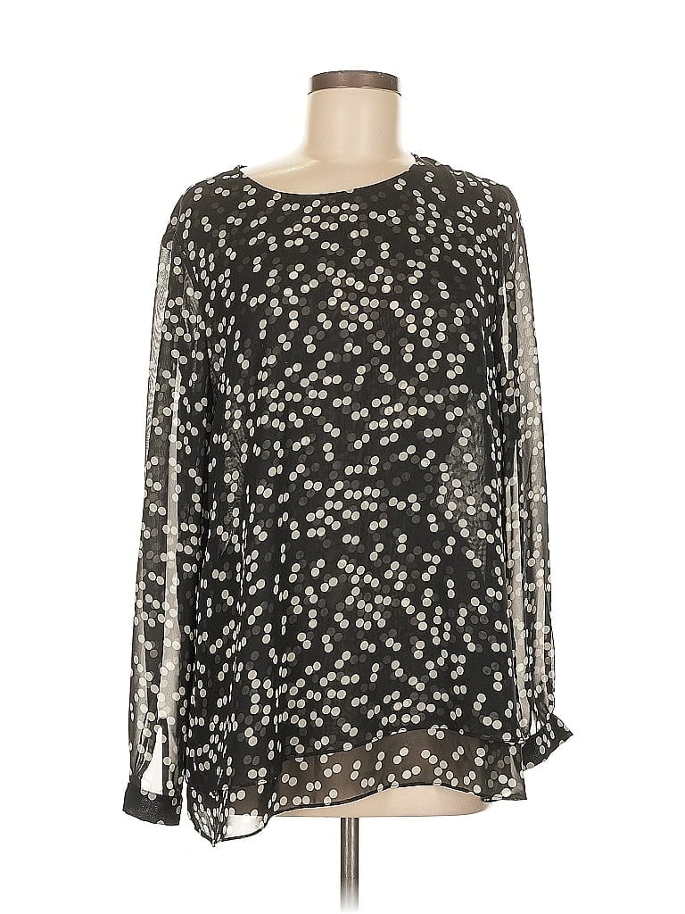 Anne Klein 100% Polyester Black Long Sleeve Blouse Size M - photo 1