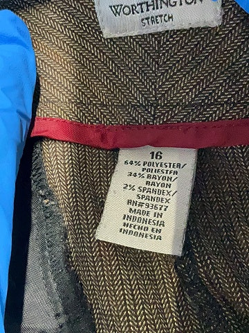 Worthington Chevron-herringbone Gray Dress Pants Size 16