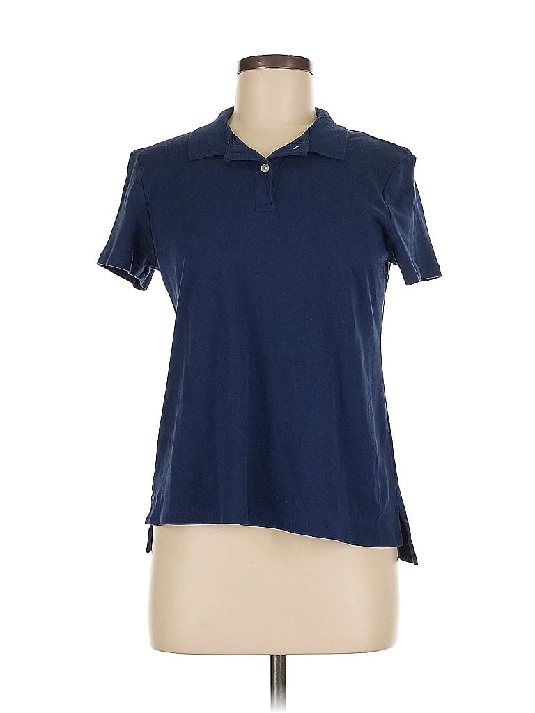 Pre-owned Croft & Barrow Short Sleeve Top Blue Collared Neckline Tops